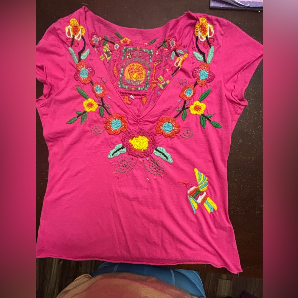 Johnny was small pink floral small lissa flutter love colorblock cotton beachy